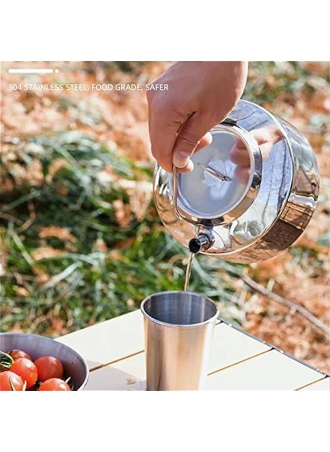 1.2L Camping Stainless Steel Tea Kettle Outdoor Hiking Picnic Pot Water Boiler for Coffee Portable for Camping Bushcraft and Travel