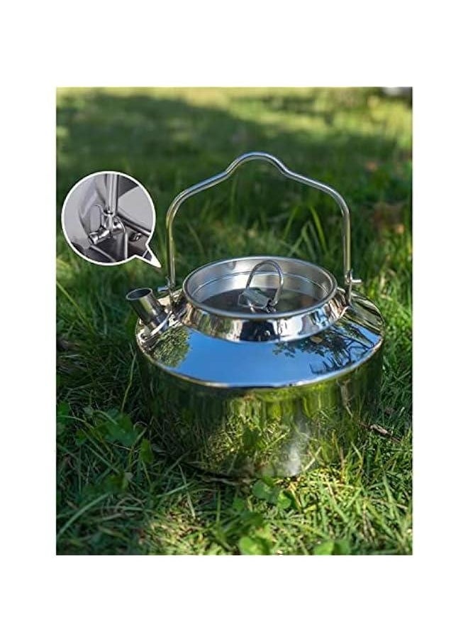 1.2L Camping Stainless Steel Tea Kettle Outdoor Hiking Picnic Pot Water Boiler for Coffee Portable for Camping Bushcraft and Travel