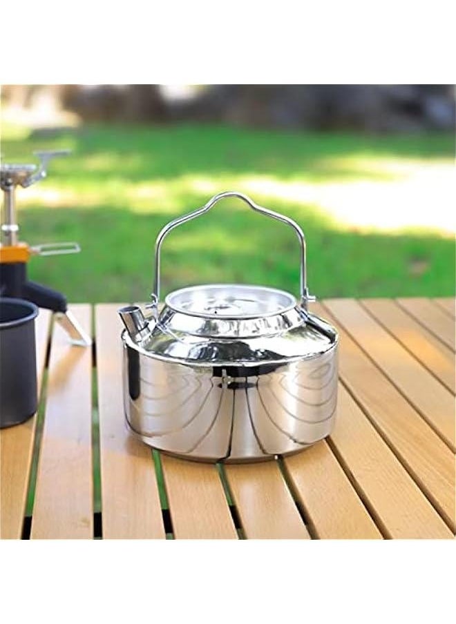 1.2L Camping Stainless Steel Tea Kettle Outdoor Hiking Picnic Pot Water Boiler for Coffee Portable for Camping Bushcraft and Travel
