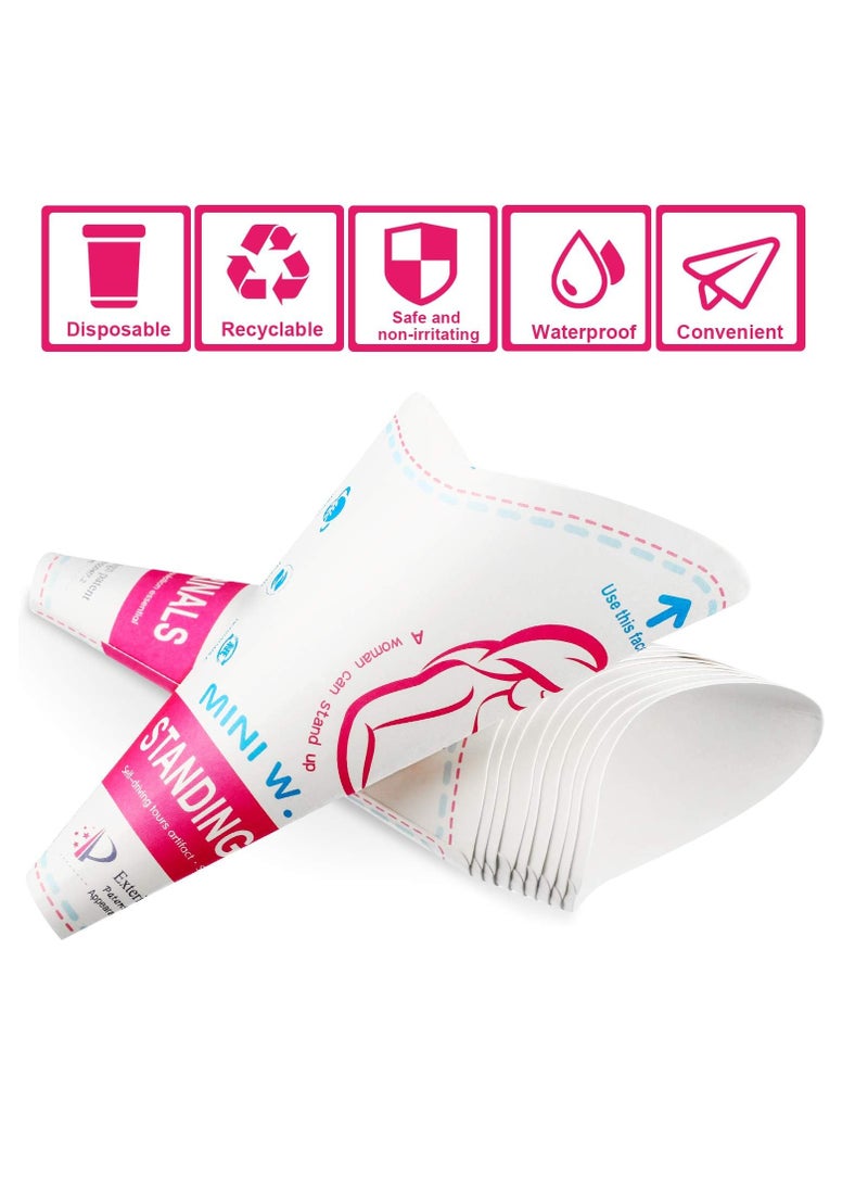 20Pcs Disposable Female Urination Device Portable Lightweight Women Urinal Funnel Outside Standing Pee Cup Waterproof Paper Standing Urinary Funnel for Camping, Hiking, Pregnant