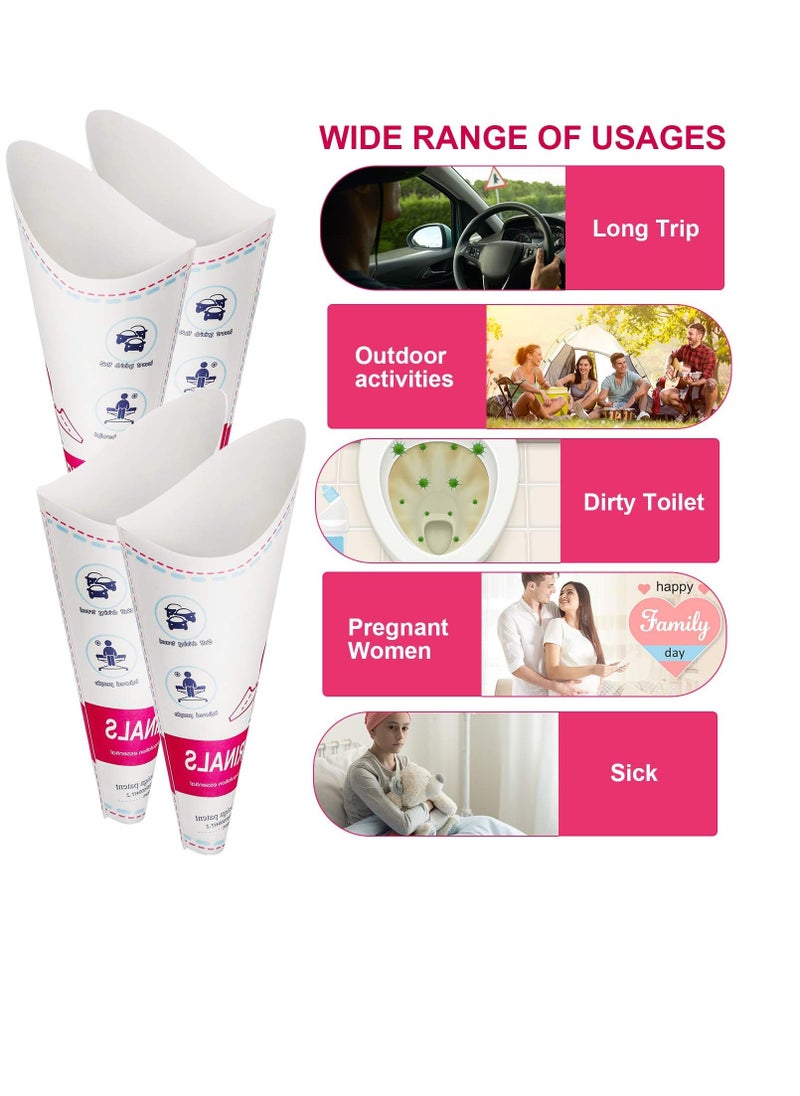 20Pcs Disposable Female Urination Device Portable Lightweight Women Urinal Funnel Outside Standing Pee Cup Waterproof Paper Standing Urinary Funnel for Camping, Hiking, Pregnant