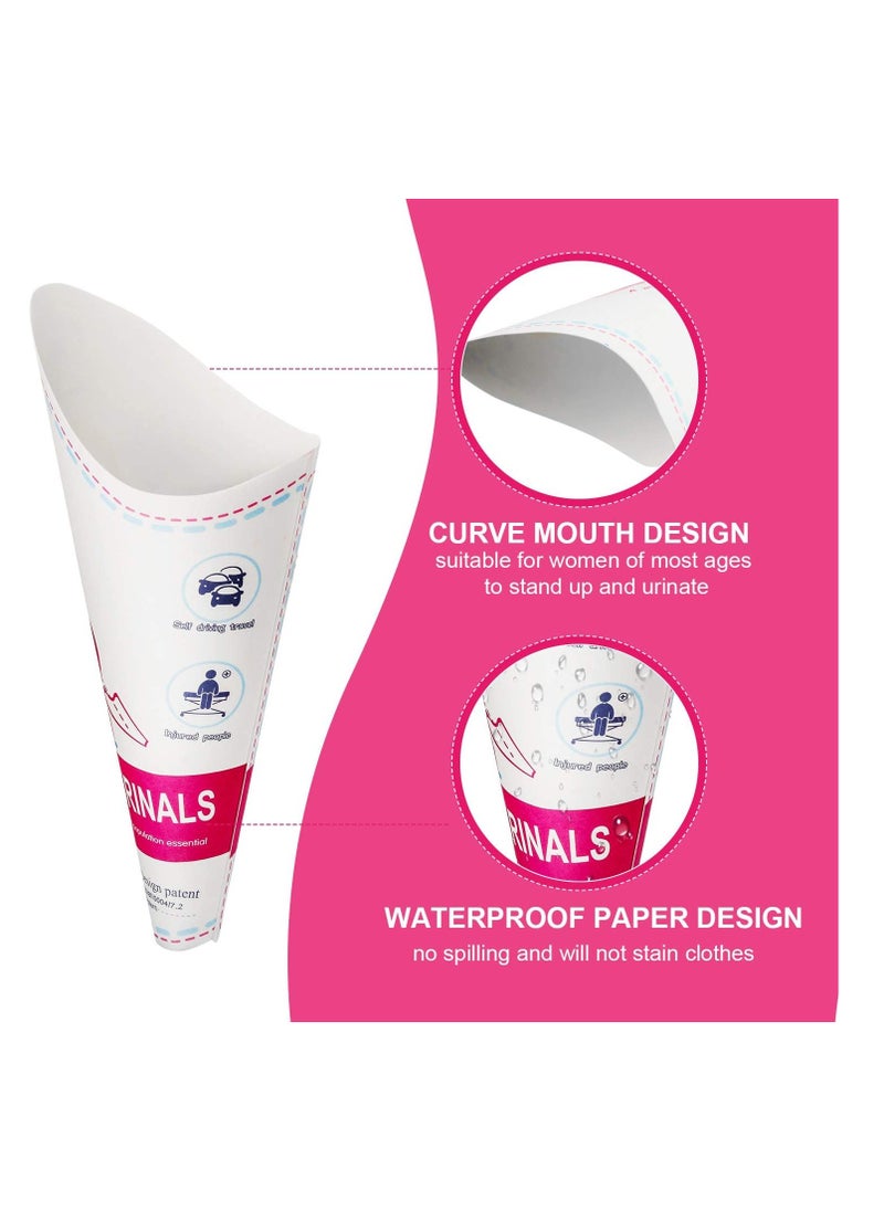 20Pcs Disposable Female Urination Device Portable Lightweight Women Urinal Funnel Outside Standing Pee Cup Waterproof Paper Standing Urinary Funnel for Camping, Hiking, Pregnant