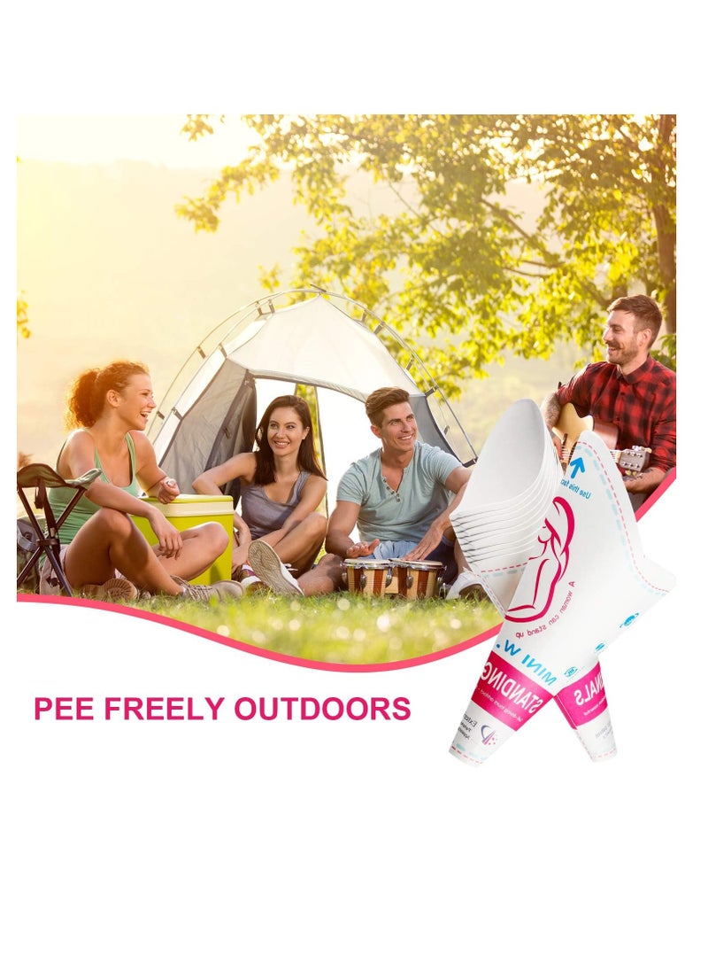 20Pcs Disposable Female Urination Device Portable Lightweight Women Urinal Funnel Outside Standing Pee Cup Waterproof Paper Standing Urinary Funnel for Camping, Hiking, Pregnant
