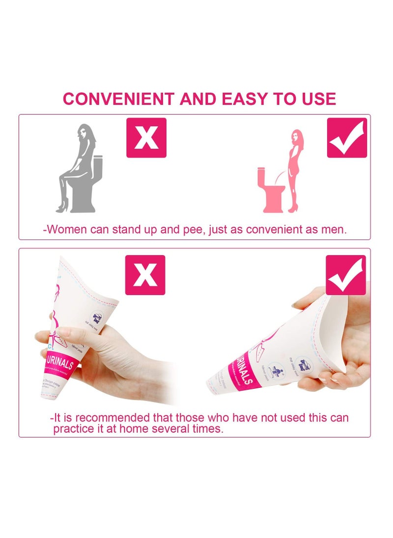 20Pcs Disposable Female Urination Device Portable Lightweight Women Urinal Funnel Outside Standing Pee Cup Waterproof Paper Standing Urinary Funnel for Camping, Hiking, Pregnant