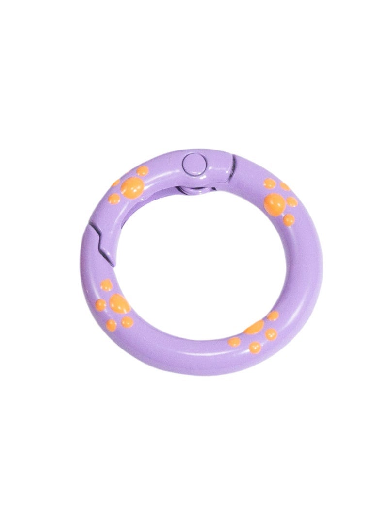 Colorful Hand-Painted Cat Paw Carabiner Keychain DIY Alloy Ring 24mm dark purple