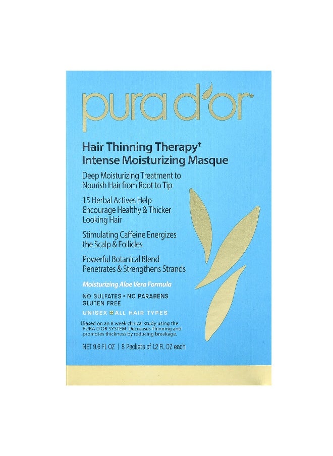 Pura D'or, Hair Thinning Therapy, Intense Moisturizing Masque, 8 Packets, 1.2 fl oz Each