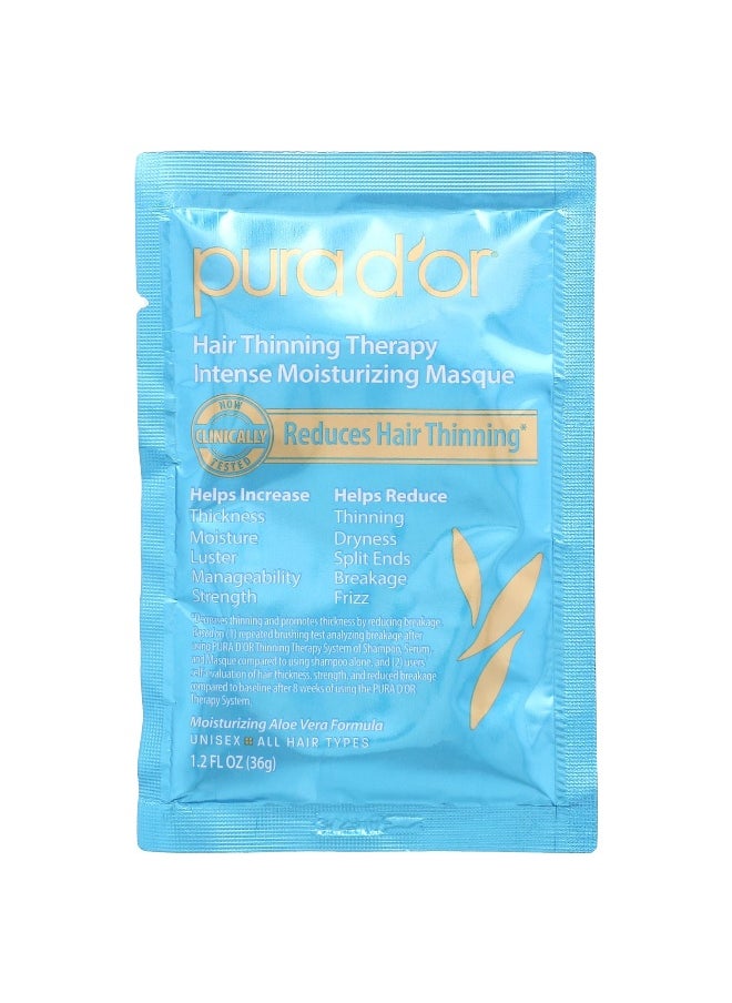 Pura D'or, Hair Thinning Therapy, Intense Moisturizing Masque, 8 Packets, 1.2 fl oz Each