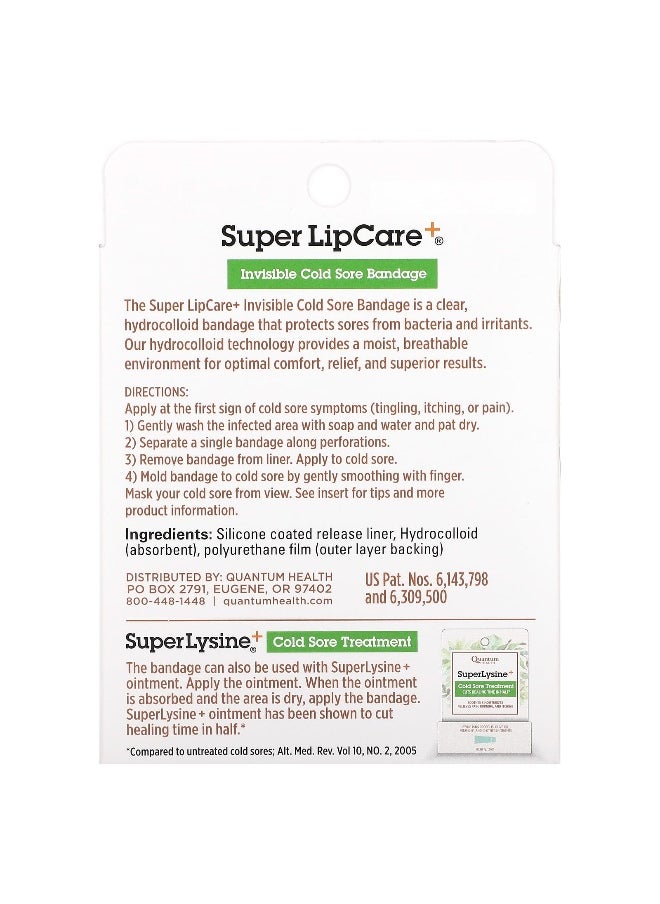 Quantum Health, Super LipCare+, Invisible Cold Sore Badges, 12 Bandages