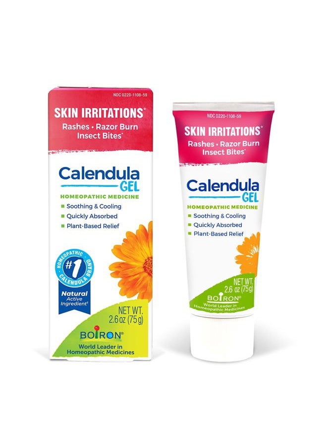 Calendula Gel for Relief from Rashes, Skin Irritations, Razor Burn, or Insect Bites - Non-Greasy and Fragrance-Free - 2.6oz