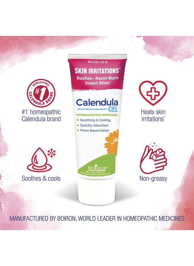 Calendula Gel for Relief from Rashes, Skin Irritations, Razor Burn, or Insect Bites - Non-Greasy and Fragrance-Free - 2.6oz