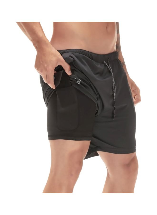 2-In-1 Athletic Shorts With Pockets L