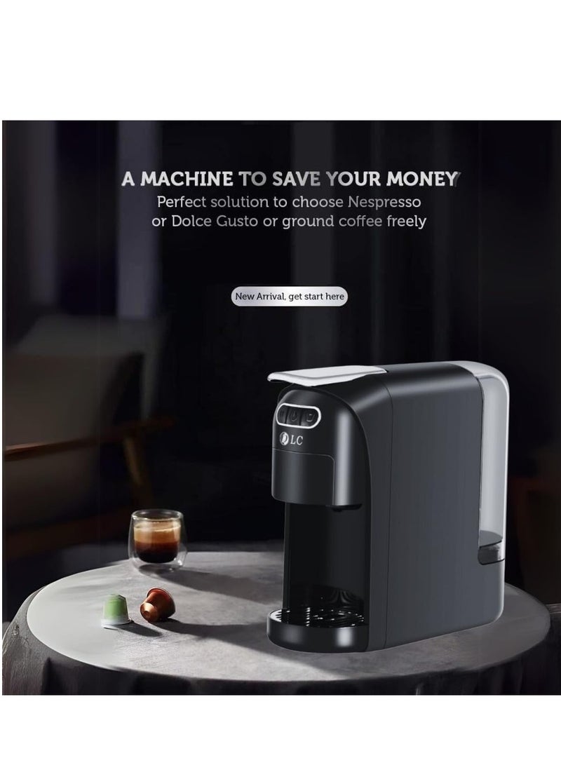 3-in-1 Coffee Machine (700ml, 1400W) – Espresso, Cappuccino & Latte Maker, 15 Bar Pressure, Compact, Durable & Easy to Use (Black) 700 ml 1400 W 7321 black