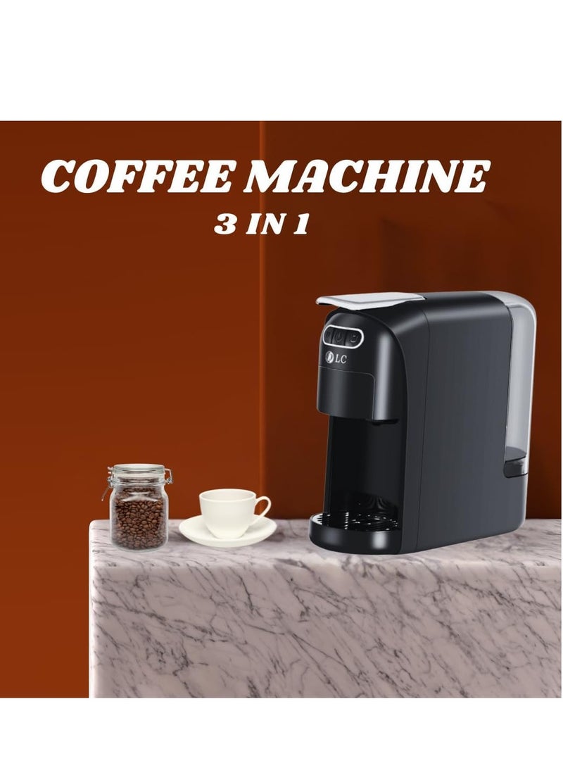 3-in-1 Coffee Machine (700ml, 1400W) – Espresso, Cappuccino & Latte Maker, 15 Bar Pressure, Compact, Durable & Easy to Use (Black) 700 ml 1400 W 7321 black