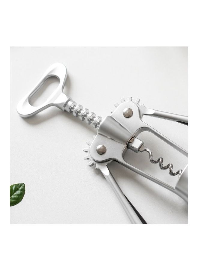 Multifunctional Manual Zinc Alloy Bottle Opener Silver