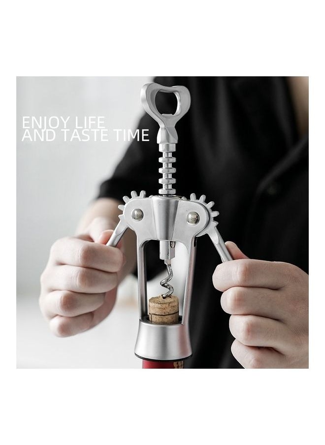 Multifunctional Manual Zinc Alloy Bottle Opener Silver