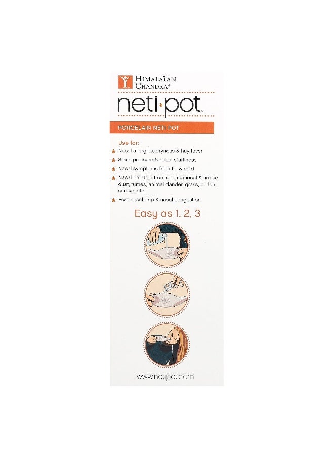Himalayan Chandra, Porcelain Neti Pot with Neti Salt Saches, 2.16 g