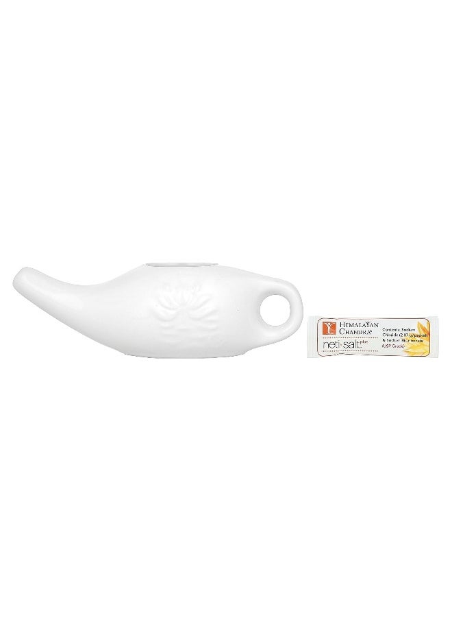 Himalayan Chandra, Porcelain Neti Pot with Neti Salt Saches, 2.16 g