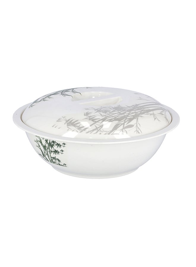 Bamboos Design Bowl With Lid White/Grey 10inch