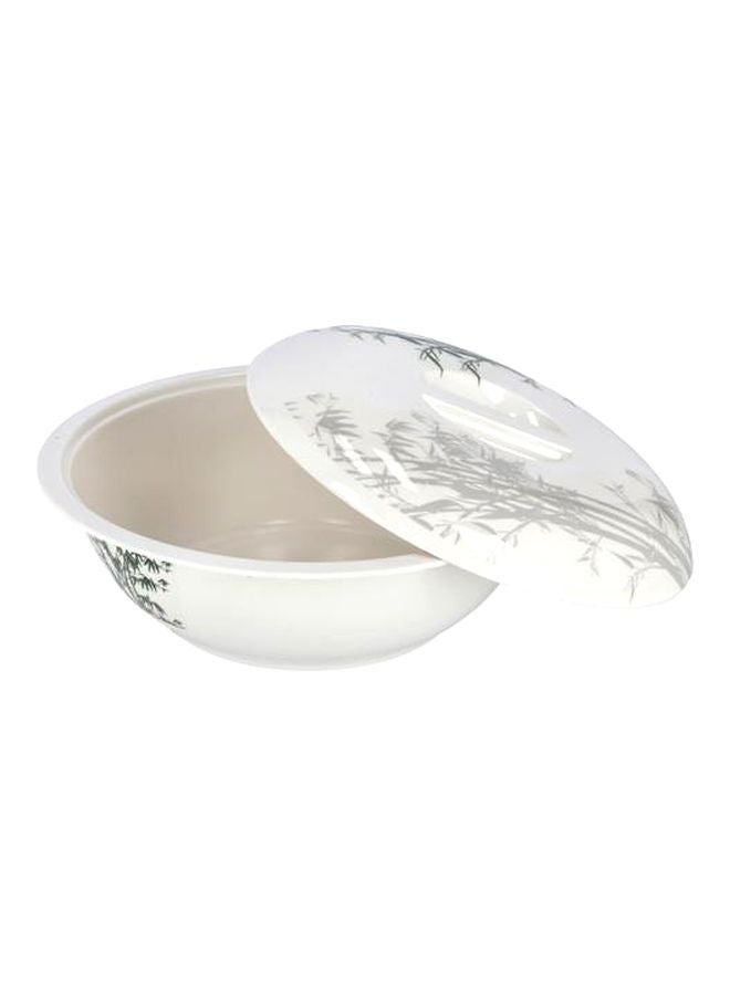 Bamboos Design Bowl With Lid White/Grey 10inch