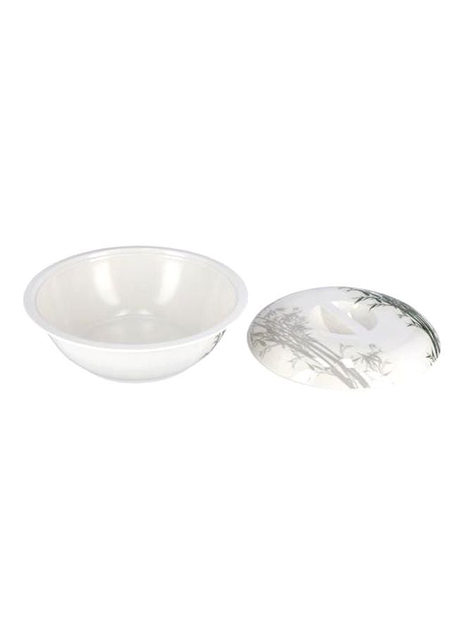 Bamboos Design Bowl With Lid White/Grey 10inch