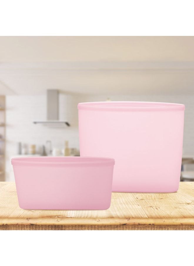 3-Piece Reusable Food Storage Container Set Pink 18 x 8.5 x 17cm