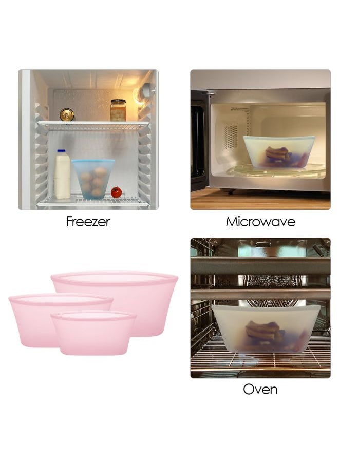 3-Piece Reusable Food Storage Container Set Pink 18 x 8.5 x 17cm