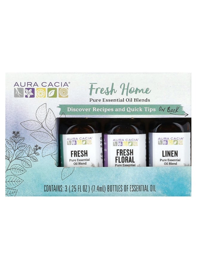 Aura Cacia, Fresh Home, Pure Essential Oil Blends, 3 Bottles, 0.25 fl oz (7.4 ml) Each