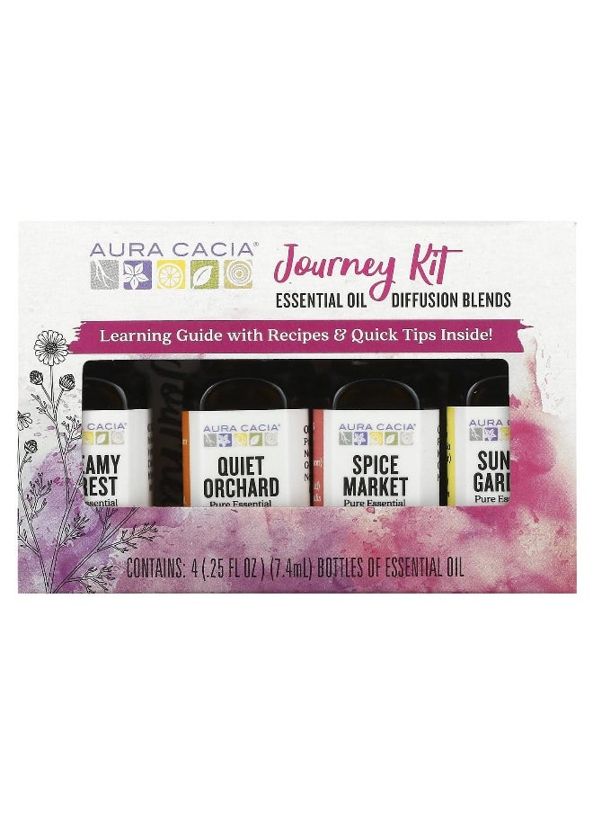Aura Cacia, Journey Kit, Essential Oil Diffusion Blends, 4 Bottles, 0.25 fl oz (7.4 ml) Each