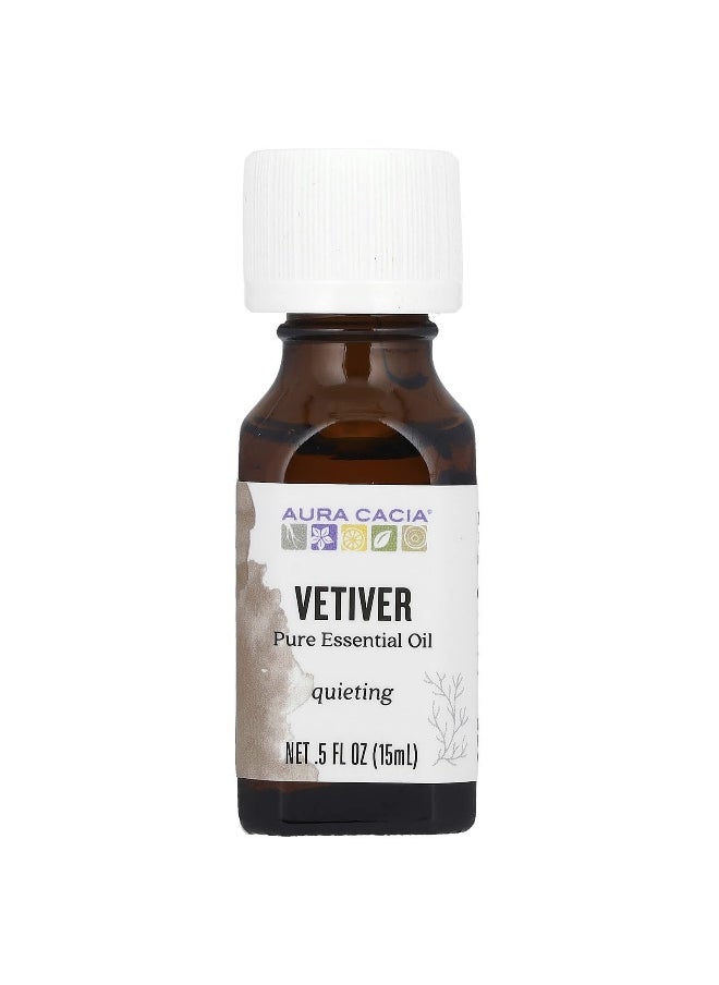 Aura Cacia, Pure Essential Oil, Vetiver, 0.5 fl oz (15 ml)