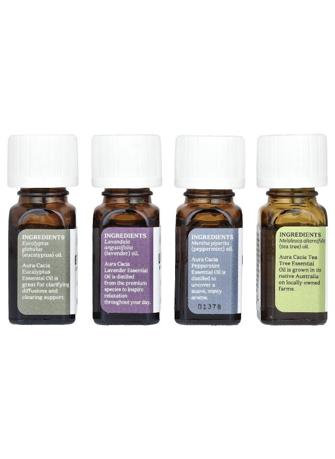 Aura Cacia, Pure Essential Oils, Discover Kit, 4 Bottles, 0.25 fl oz (7.4 ml) Each