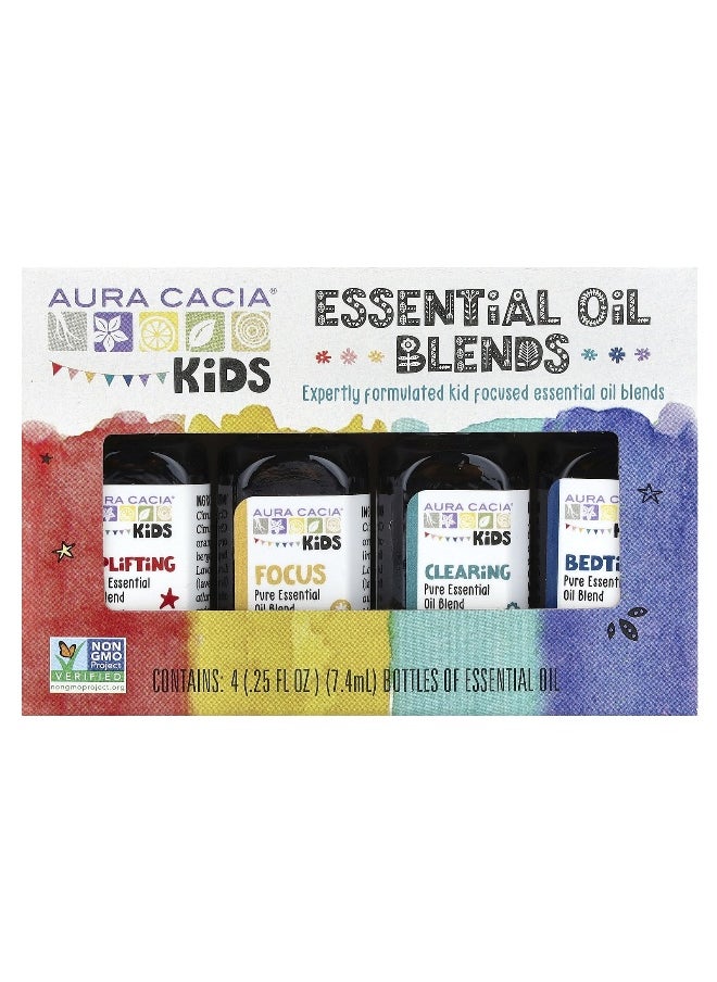 Aura Cacia, Kids, Essential Oil Blends, 4 Bottles, 0.25 fl oz (7.4 ml) Each