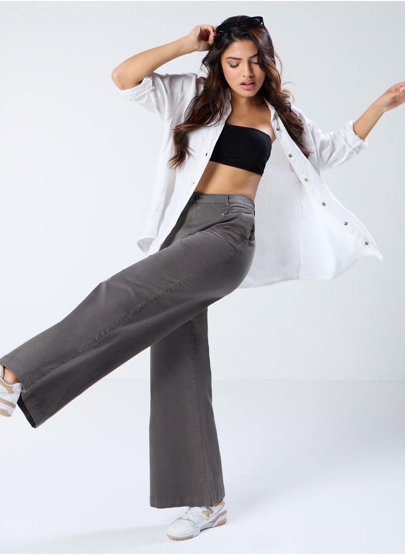 Dark Grey flared Chino pant
