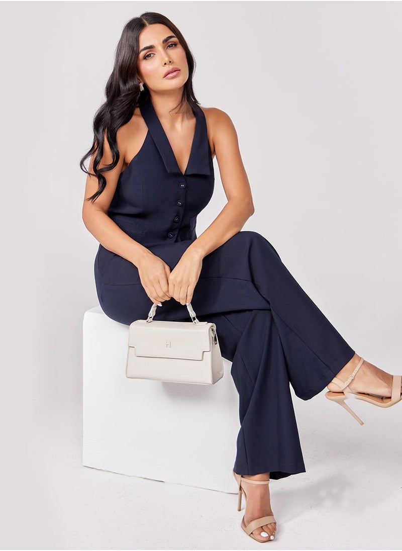 Flared Leg Formal Navy Blue Pant