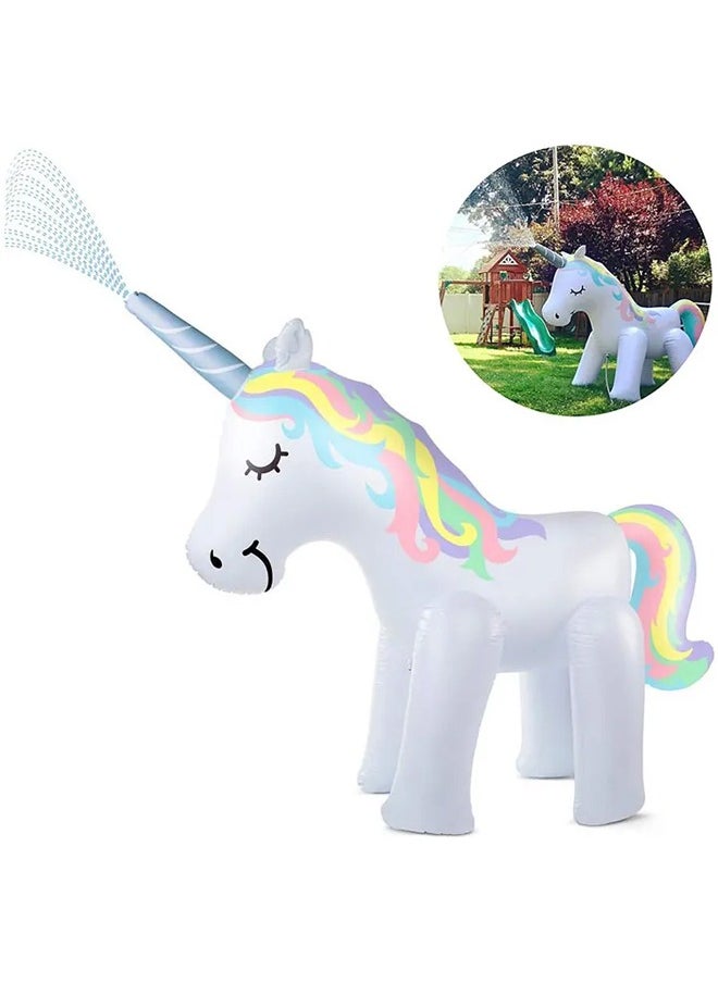 Summer Large Rainbow Cloud Unicorn Backyard Lawn Archway Outdoor Inflatable Water Spray Toy for Kids
