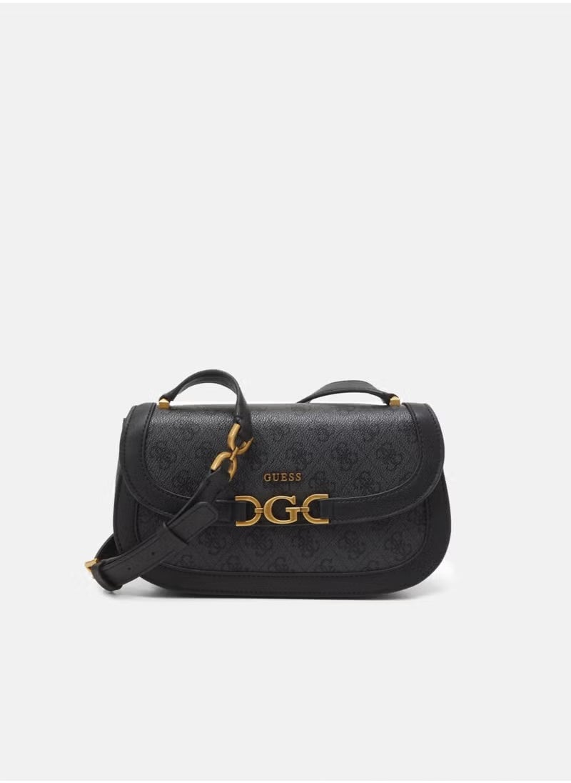 DAGAN bezel shoulder bag - black print