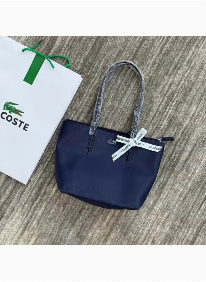 Lacoste Women's Concept Fashion Versatile Small Zipper Handbag Shoulder Bag dark blue