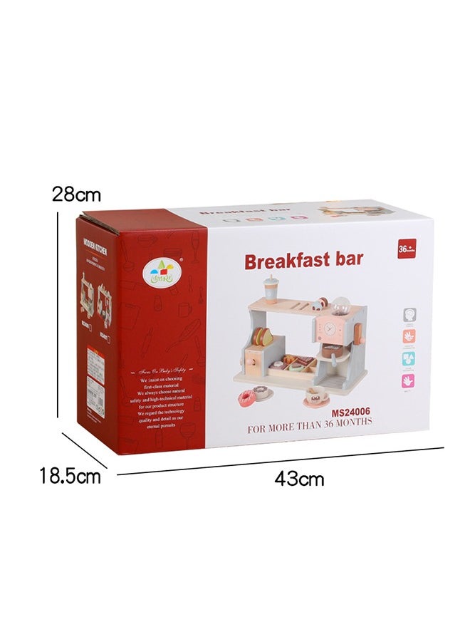 Dream Wooden Children'S Coffee And Dessert Station Toys, Open The Sweet Play Time