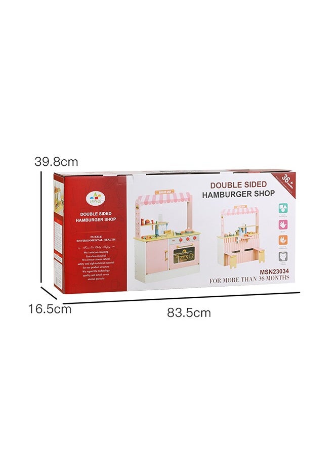 Sweet Wind Wooden Children'S Hamburger Shop Toy Set, Start A Happy Business Journey