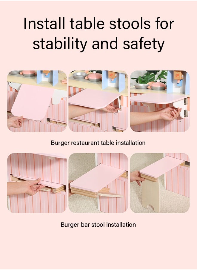 Cute Wooden Children's Burger Shop Toys Simulate The Operation Of Delicious Hamburgers