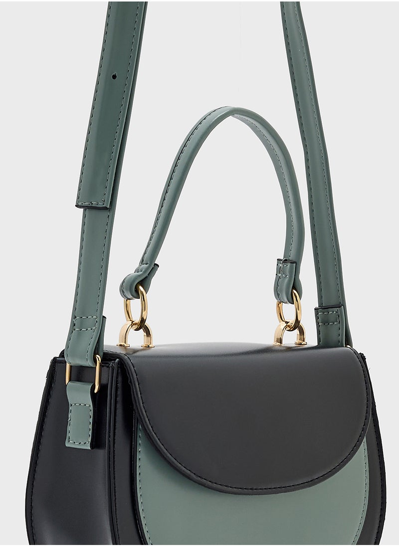 Color Block Satchel Bag