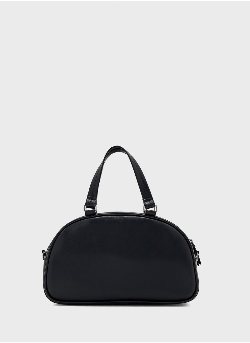 Zip Detail Bowler Satchel Bag
