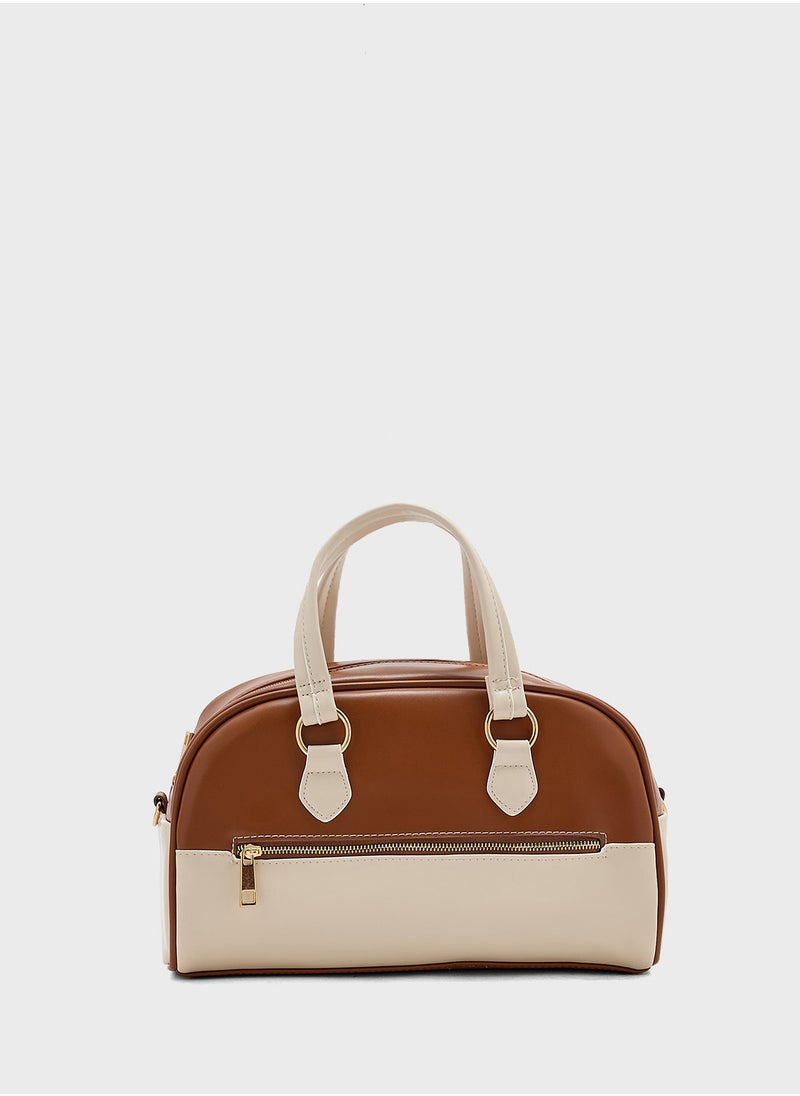Zip Detail Bowler Satchel Bag