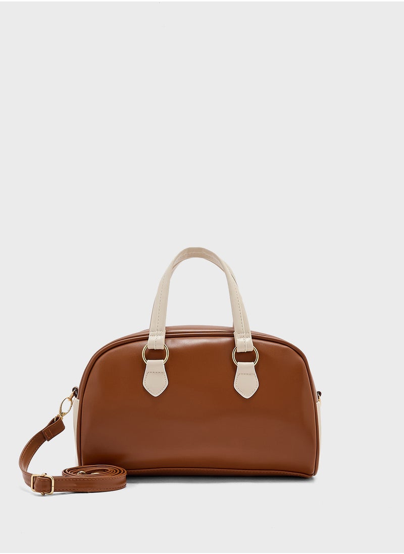 Zip Detail Bowler Satchel Bag