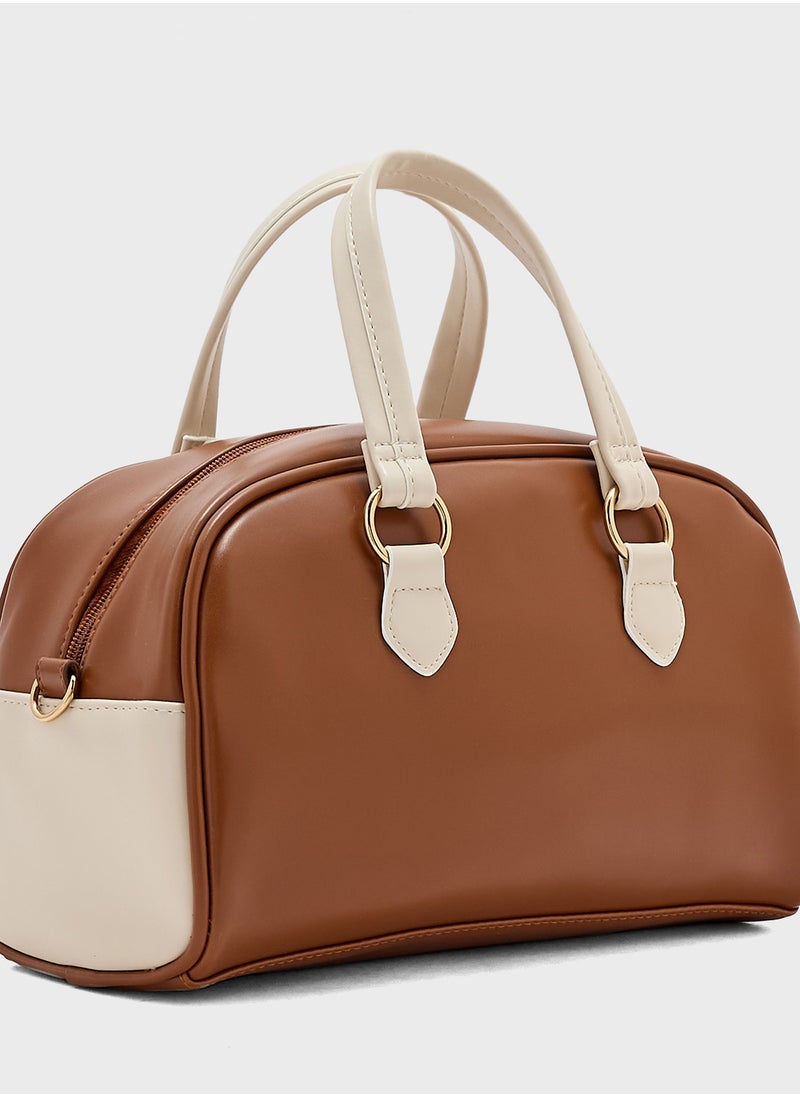 Zip Detail Bowler Satchel Bag