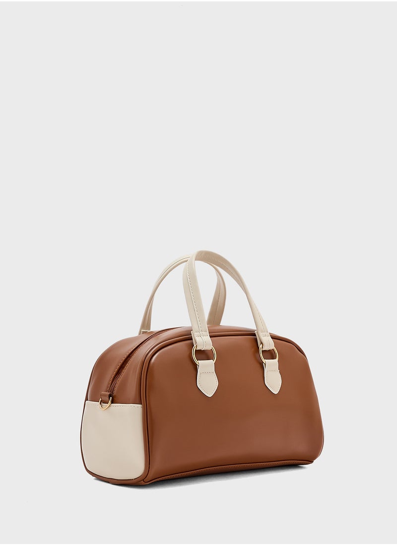 Zip Detail Bowler Satchel Bag