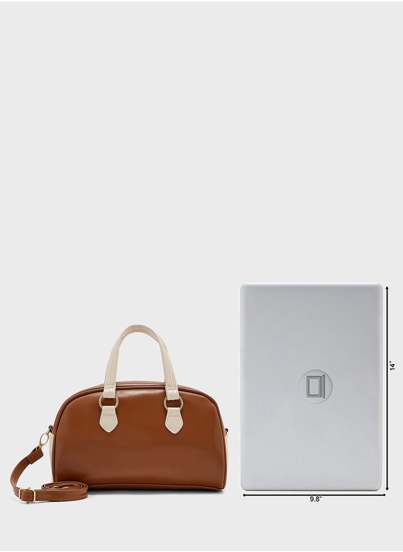 Zip Detail Bowler Satchel Bag