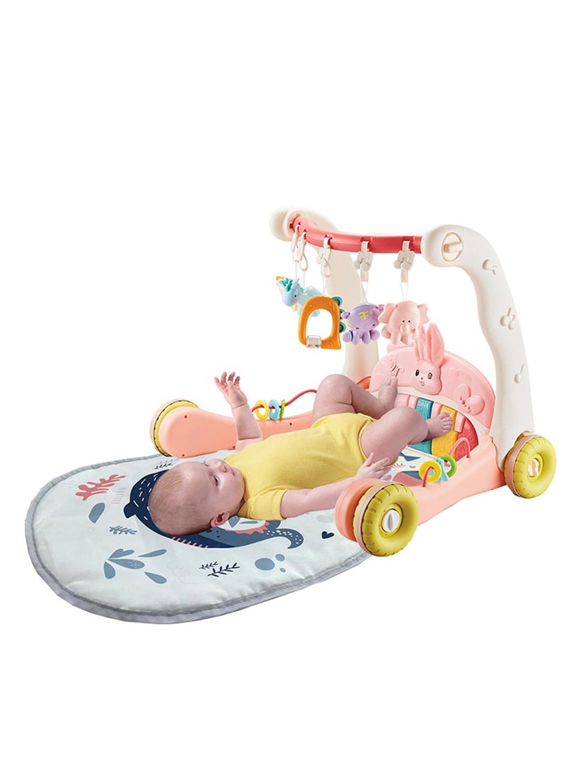 3 in 1 Baby Play Mat Gym, Kick and Play Piano Gym with Music Light, Activity Tummy Time Play mat with 5 Learning Sensory Toys, Infant Gifts for Newborn Baby Toddler 0-14 Months
