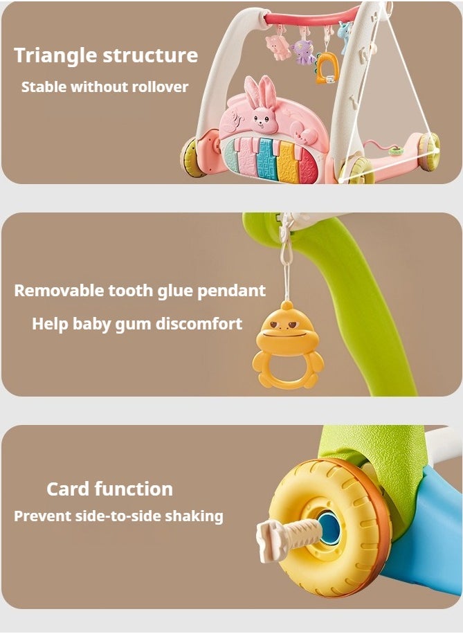 3 in 1 Baby Play Mat Gym, Kick and Play Piano Gym with Music Light, Activity Tummy Time Play mat with 5 Learning Sensory Toys, Infant Gifts for Newborn Baby Toddler 0-14 Months