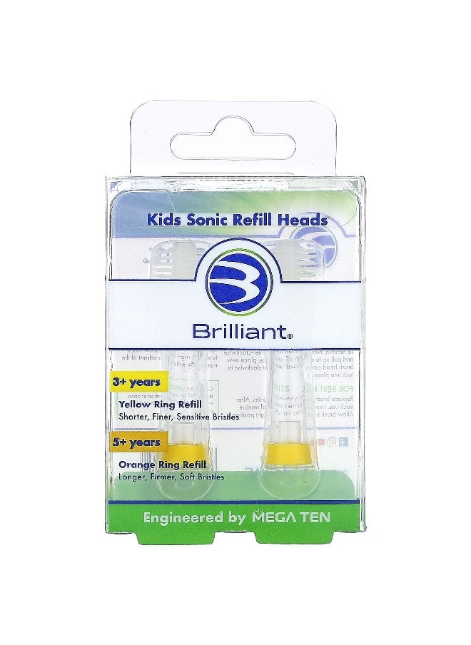 Baby Buddy, Brilliant, Kids Sonic Refill Heads, 3+ Years, Yellow, 2 Refill Heads