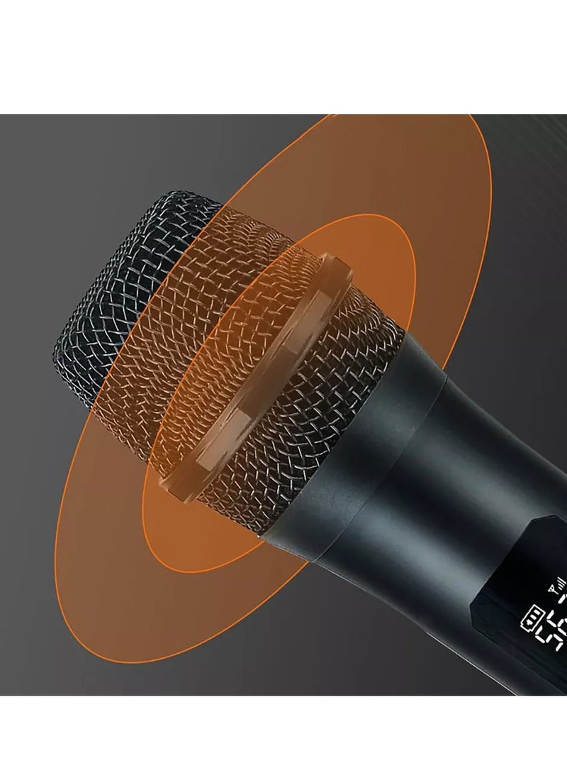 Wireless Handheld Microphone – 4-Channel VHF Metal Dynamic Mic with 200ft Range, 8-12 Hour Battery Life, Built-in Noise Reduction – Ideal for Home Karaoke, TV Singing, Outdoor Audio, Parties, Weddings, Meetings, Church, and Events